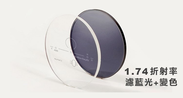 【好視界 EasyFit】4D 全景單面非球面漸進多焦變色鏡片-1.74 折射率