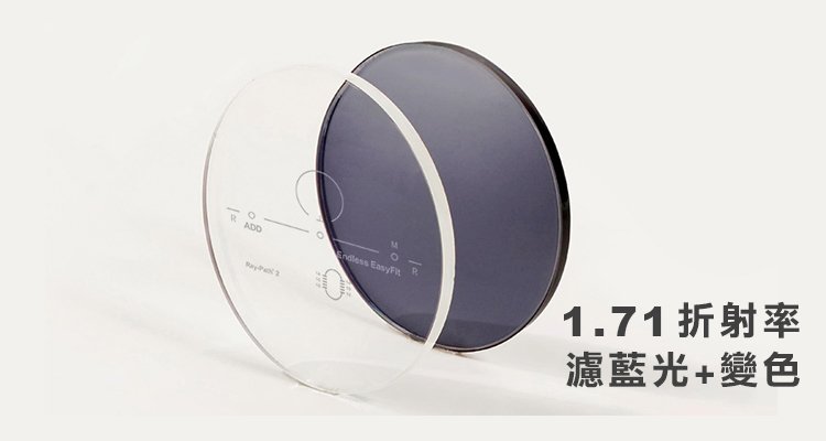 【好視界 EasyFit】4D 全景單面非球面漸進多焦變色鏡片-1.71 折射率