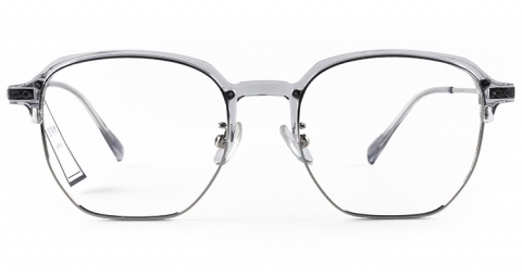 LA-83300 不鏽鋼多邊形框眼鏡，TR 透明框面拼接不鏽鋼的眉型框面，配戴上呈現清爽宜人的形象