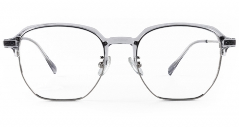 LA-83300 不鏽鋼多邊形框眼鏡，TR 透明框面拼接不鏽鋼的眉型框面，配戴上呈現清爽宜人的形象