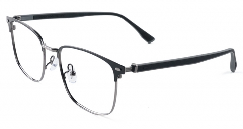 復古的眉型鏡框與方框的碰撞結合，擦出一種知性斯文的感覺