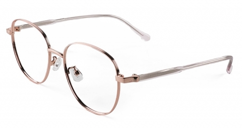 圓潤的波士頓框型下緣微微內收，環繞鼻樑的曲線有效修飾臉部線條