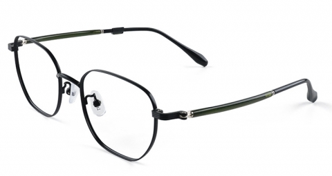 體型細緻輕巧的多邊形框，用圓角及框下緣的流暢曲線，柔和臉部線條輪廓，配戴起來輕盈無負擔