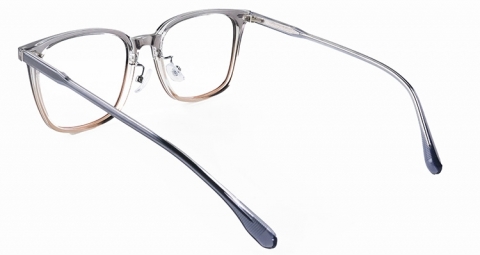 框面採 TR 材質，特有的輕量、柔韌、不易變形、抗過敏、抗腐蝕等優點，減輕眼鏡的重量和壓力，滿足配戴舒適感。鏡腿採板材重量輕盈、成色不設限的優點，既美觀又實用